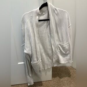 Abercrombie & Fitch White Ribbed Open Front Cardigan Sweater Size M